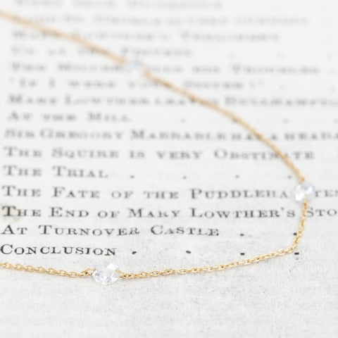 1.03ctw Round Rose Cut Diamond Station Necklace