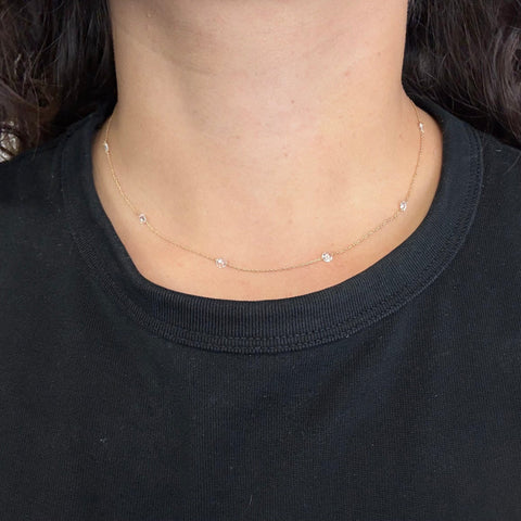 1.03ctw Round Rose Cut Diamond Station Necklace