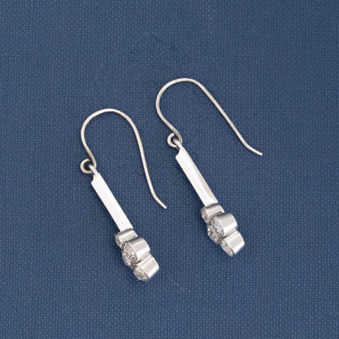 1.14ctw Antique Old European Cut Diamond Bar Drop Earrings