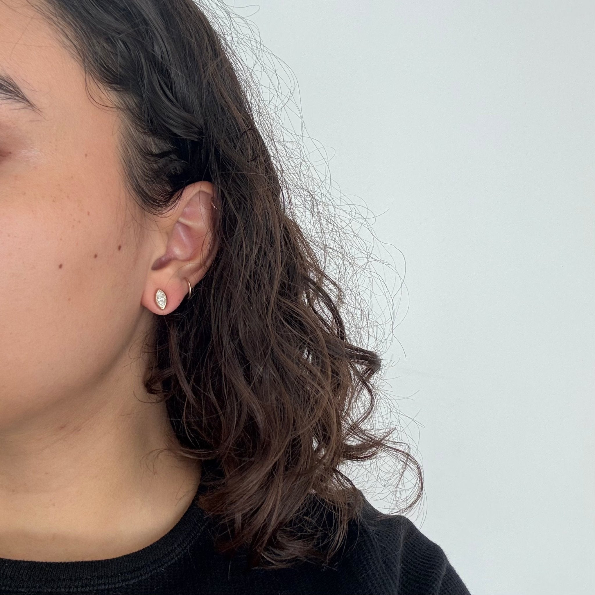 1.14ctw Marquise Cut Diamond Bezel Stud Earrings