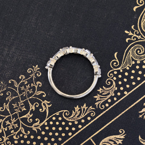 Side view of 1.14ctw Mixed Marquise & Old Mine Cut Diamond Band, vintage-inspired band with Old Mine Cut Diamonds, crafted in yellow gold