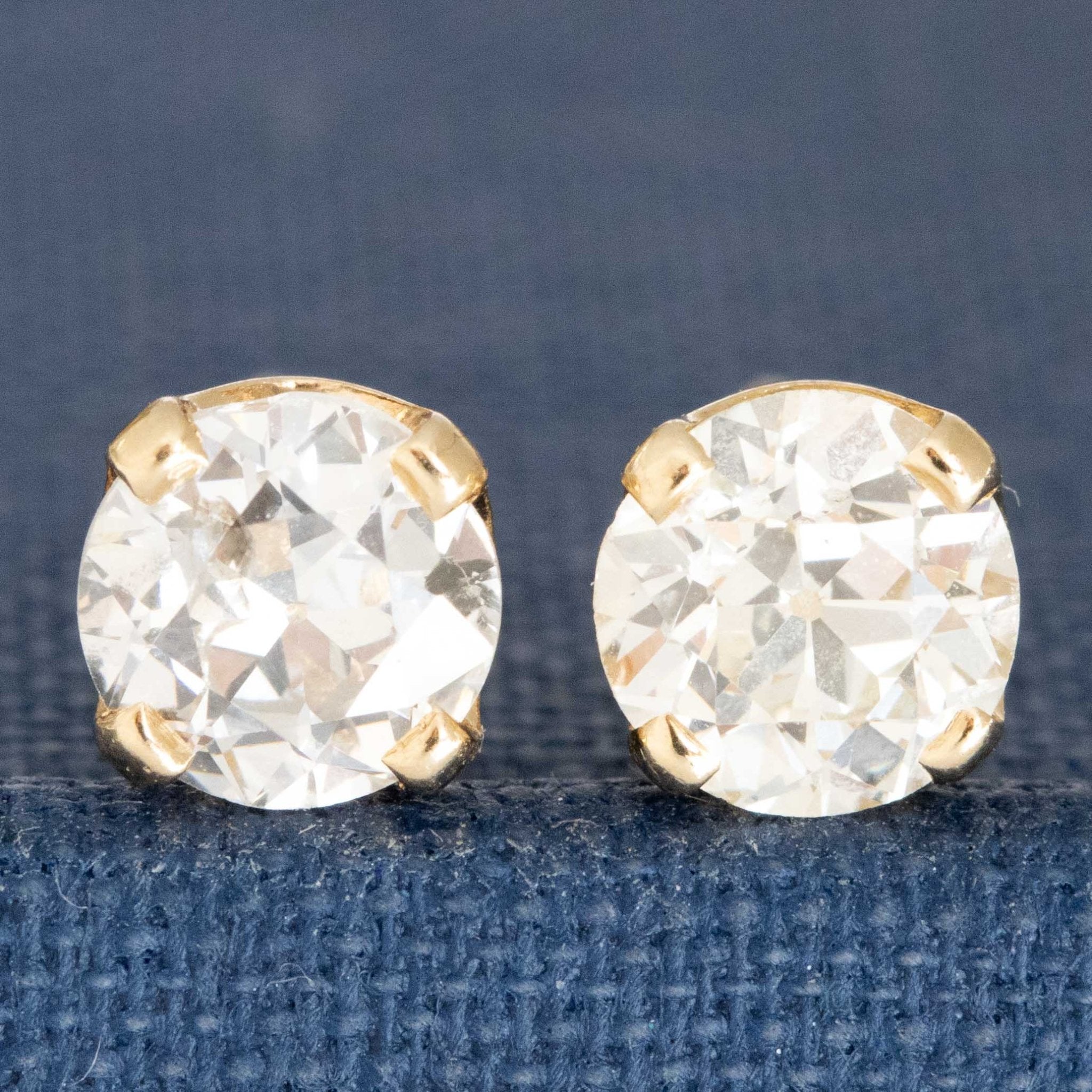 1.14ctw Old European Cut Diamond Stud Earrings