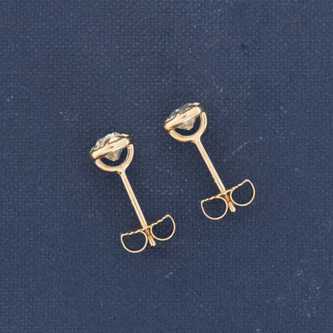 1.14ctw Old Mine Cut Diamond Collet Stud Earrings
