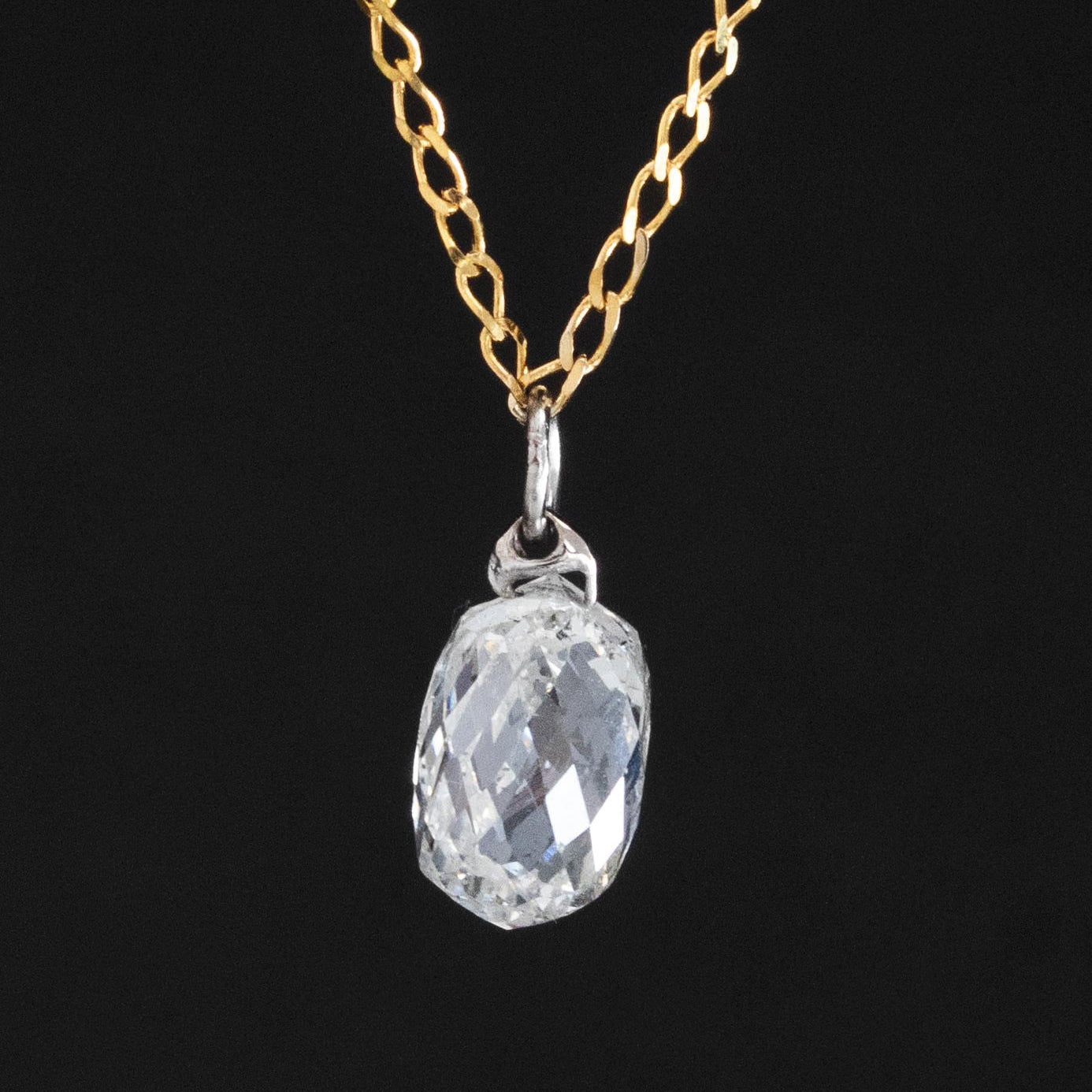 1.15ct Antique Briolette Cut Diamond Pendant