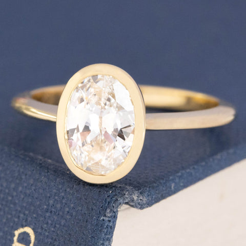 1.15ct Oval Cut Diamond Bezel Solitaire
