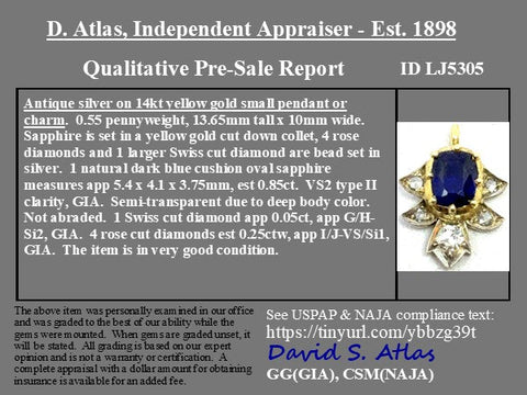1.15ctw Antique Diamond & Sapphire Charm
