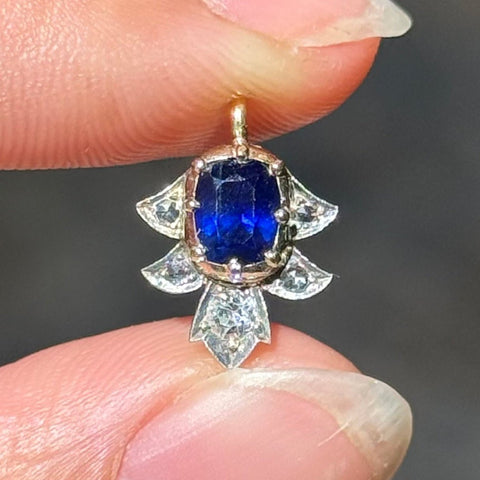 1.15ctw Antique Diamond & Sapphire Charm