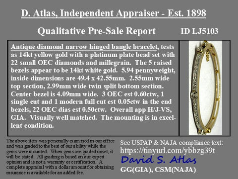 1.15ctw Antique Old European Cut Diamond Bangle
