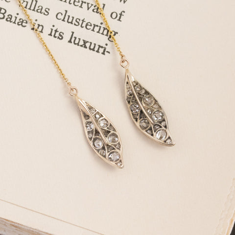 1.15CTW LEAF COMPONENT DIAMOND DANGLE EARRINGS