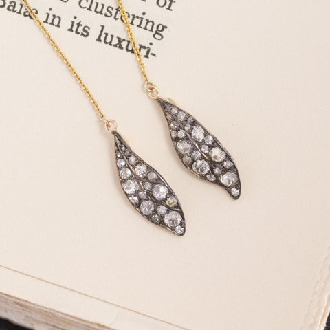 1.15CTW LEAF COMPONENT DIAMOND DANGLE EARRINGS