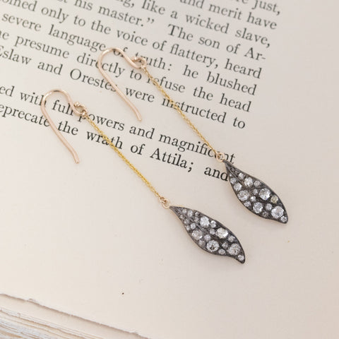 1.15CTW LEAF COMPONENT DIAMOND DANGLE EARRINGS