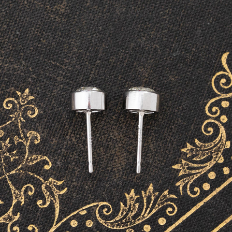 1.15ctw Old European Cut Diamond Bezel Stud Earrings