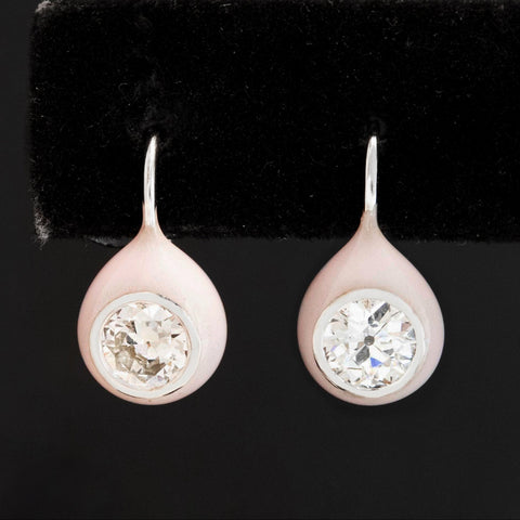 1.15ctw Old European Cut Diamond "Dot" Earrings