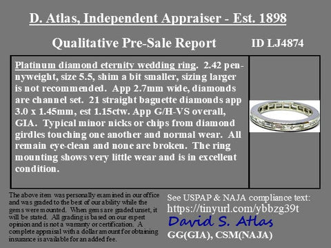 1.15ctw Vintage Baguette Diamond Eternity Band