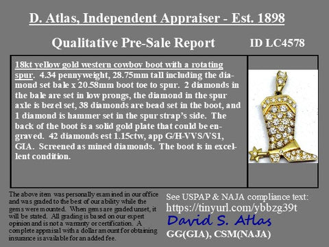 1.15ctw Vintage Diamond Pave Boot Pendant