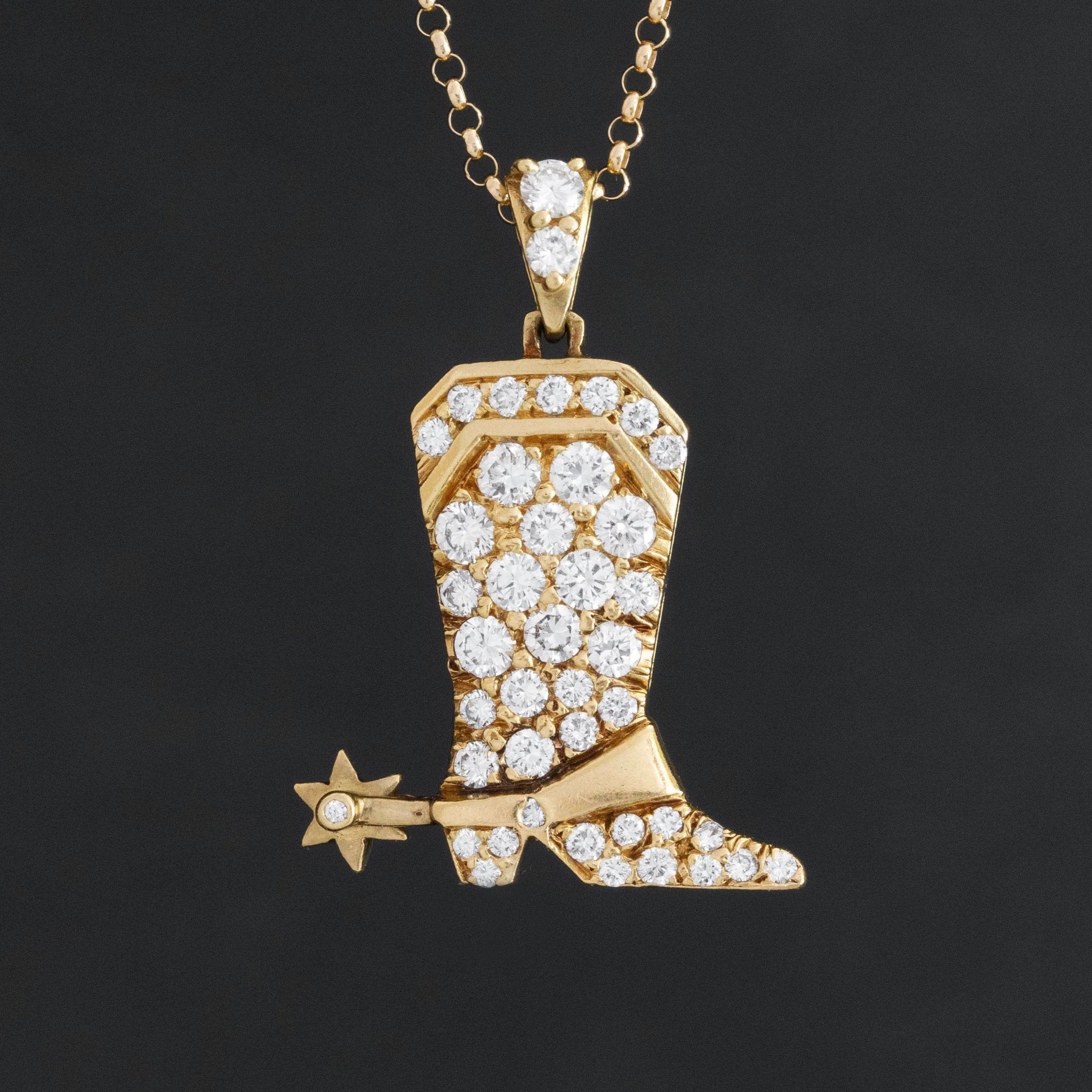 1.15ctw Vintage Diamond Pave Boot Pendant