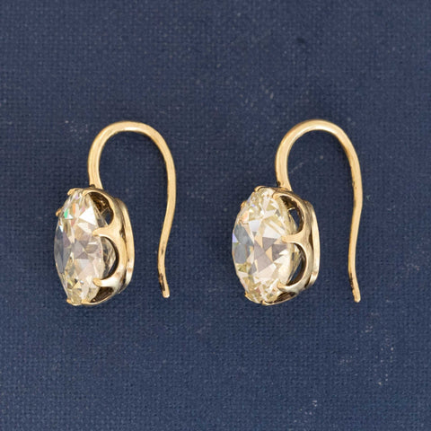 11.64ctw Old Mine Cut Diamond Dormeuse Earrings, GIA