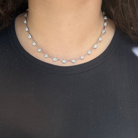 Old European cut diamond bezel bar link riviere necklace, 11.68ctw, platinum – alternate view 2