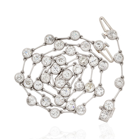 11.68ctw Old European Cut Diamond Bar Link Bezel Tennis Necklace