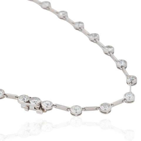 11.68ctw Old European Cut Diamond Bar Link Bezel Tennis Necklace