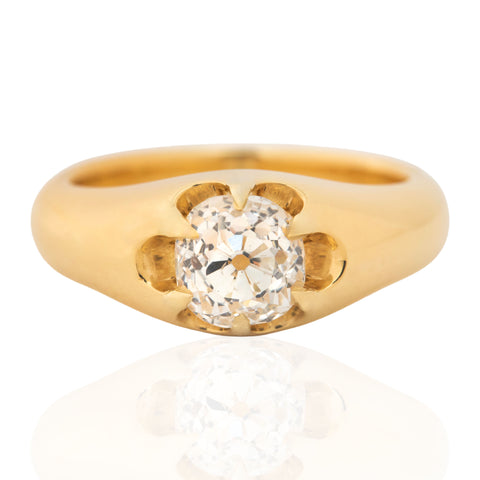 1.16ct Old Mine Cut Diamond Belcher Solitaire, GIA