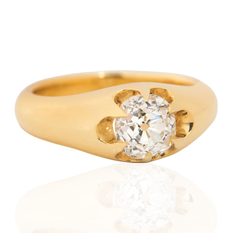 1.16ct Old Mine Cut Diamond Belcher Solitaire, GIA