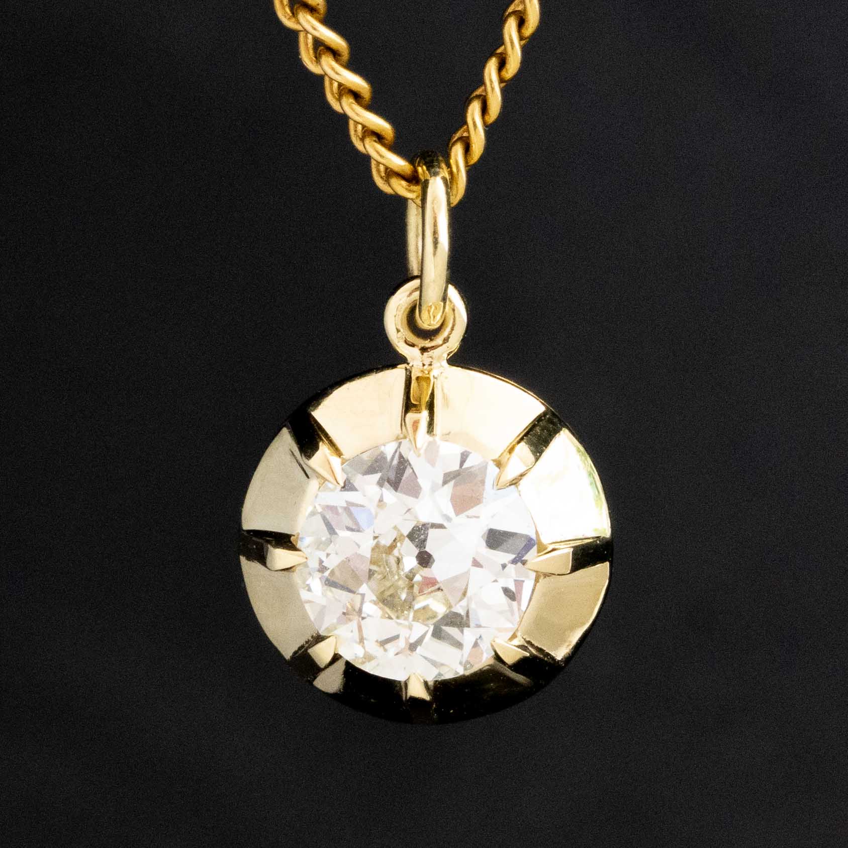 1.17ct Old European Cut Diamond Collet Pendant, GIA