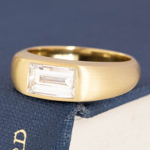 1.17ct Rectangular Step Cut "Bent" Diamond Bezel Solitaire