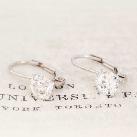 1.16ctw Old European Cut Diamond Dormeuse Earrings