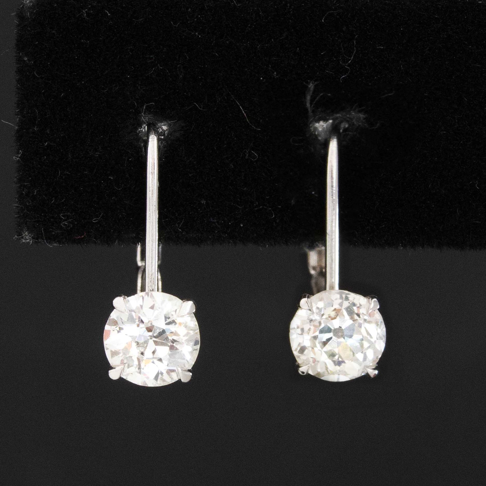 1.17ctw Old European Cut Diamond Dormeuse Earrings