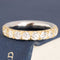 1.17ctw Old European Cut Diamond Half-Eternity Yin-Yang Band with Old European Cut Diamonds in platinum and 18kt yellow gold, antique-inspired one-of-a-kind wedding band