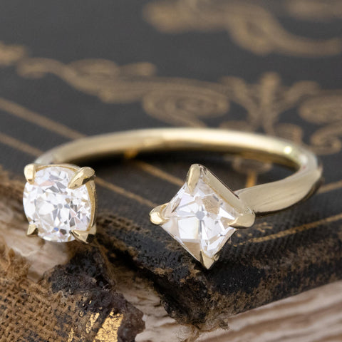 1.17CTW OLD EUROPEAN & FRENCH CUT DIAMOND TOI ET MOI