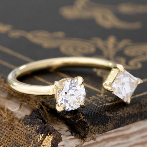 1.17CTW OLD EUROPEAN & FRENCH CUT DIAMOND TOI ET MOI