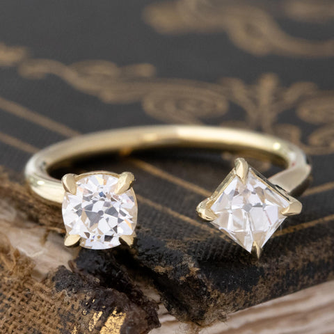 1.17CTW OLD EUROPEAN & FRENCH CUT DIAMOND TOI ET MOI