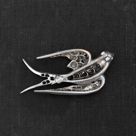 1.17ctw Victorian-era Diamond Swallow Bird Brooch