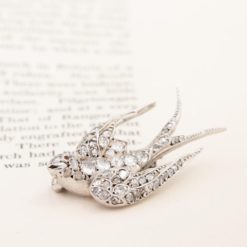 1.17ctw Victorian-era Diamond Swallow Bird Brooch
