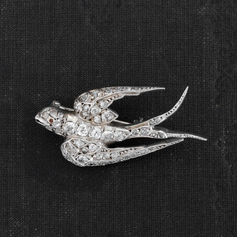 1.17ctw Victorian-era Diamond Swallow Bird Brooch