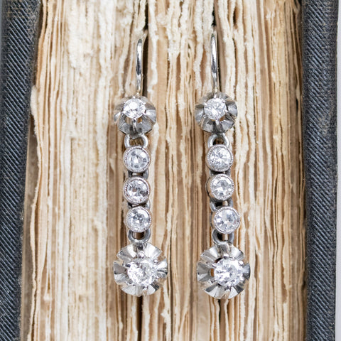 1.18ctw Vintage Old European Cut Diamond Buttercup Drop Earrings