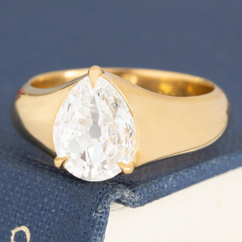 1.19ct Pear Cut Diamond Solitaire, GIA H SI1