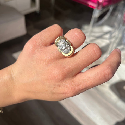 1.19ctw Art Deco Old Cut Diamond Tank Ring, French