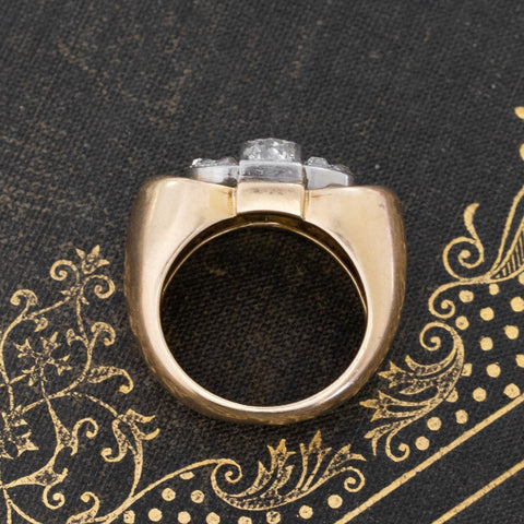 1.19ctw Art Deco Old Cut Diamond Tank Ring, French