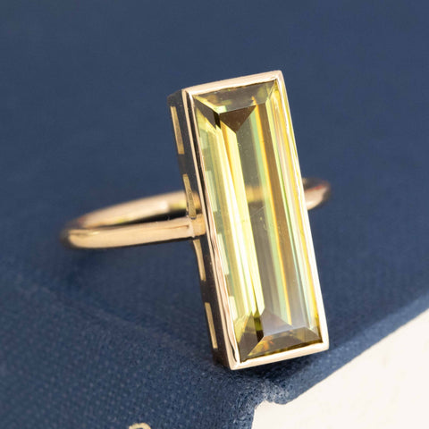 11ct Elongated Sphene Bezel Ring