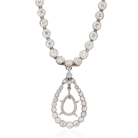12.00ctw antique old European cut diamond bezel necklace in 18kt white gold and platinum, c. 1933 – alternate view 3