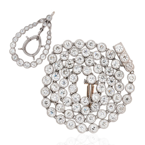 12.00ctw antique old European cut diamond bezel necklace in 18kt white gold and platinum, c. 1933 – alternate view 8