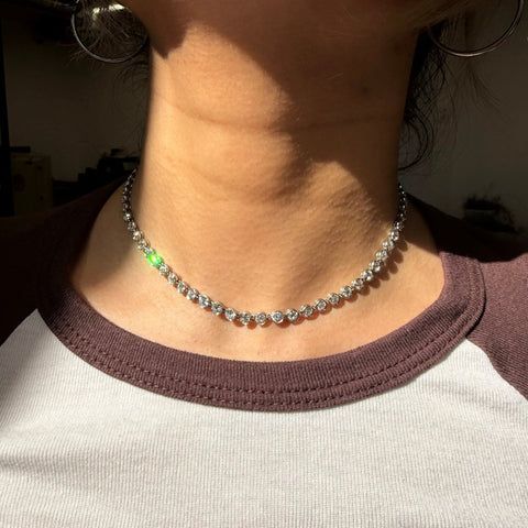 12.00ctw antique old European cut diamond bezel necklace in 18kt white gold and platinum, c. 1933 – alternate view 2