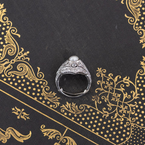 1.20ctw Edwardian Old European Cut & Pearl Dome Ring