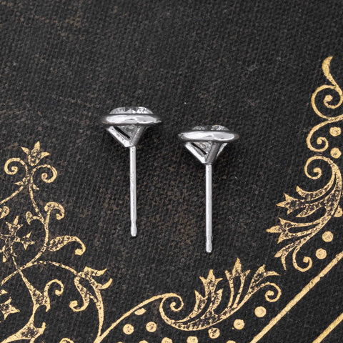 1.20ctw Round Brilliant Cut Diamond Bezel Stud Earrings