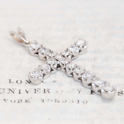 1.20ctw Round Brilliant Cut Diamond Cross Pendant
