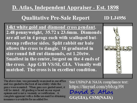1.20ctw Round Brilliant Cut Diamond Cross Pendant
