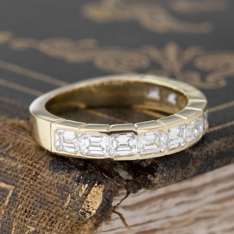 1.21ctw Emerald Cut Diamond Half-Eternity Band